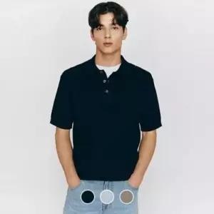 백화점 지오다노 남성 립 텍스처 폴로넥 반팔 니트 055533