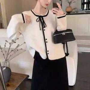 [하프클럽/]여성용 리본 디테일 데이트룩 니트 카디건