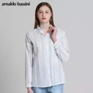 [아날도바시니(ARNALDO BASSINI)] 루비 스트라이프 코튼 롱셔츠 (택가격: 138000원)
