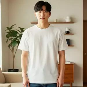 (선택 화이트 105(XL))남자 여성 면 반팔 티 여름 무지 기본 티셔츠 흰색105