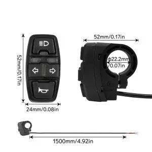 전자 자전거 DK336 프론트 라이트 경적 산악 스쿠터 자동차 용 터닝 스위치 3-in-one 36v48v Headligh