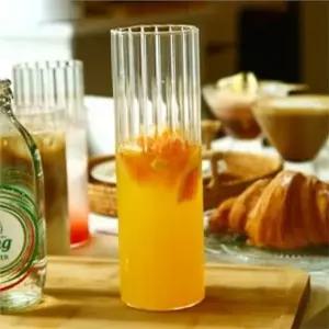 [셀러에이드]디자인 플리츠 유리 컵 560ml 홈카페 내열 유리 컵 맥주 물유리컵