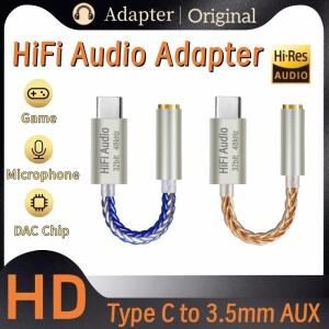 타입 C - 3.5mm AUX 어댑터 32비트 384kHz HiFi USB DAC 이어폰 앰프 오디오 디코더 (삼성호환  샤오미호환