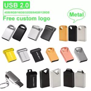 초소형 금속 USB 플래시 드라이브 무료 맞춤형 로고 메모리 스틱 64GB 100 실제 용량 펜 휴대용 U