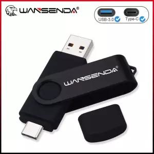 WANSENDA TYPE C USB 3.0 플래시 드라이브 금속 펜 512GB 메모리 스틱 2 IN 1 고속 Pendrives