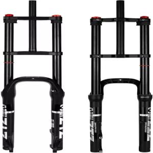 ZTZ 20/26 인치 4.0 팻 타이어 바이크 에어 서스펜션 포크 - 180mm 여행 허브 간격 QR 더블 크라운 쇼크