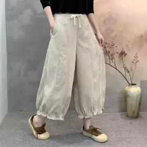 솜브레로스 여성 팬츠 캐주얼 가을 코듀로이 슬림핏 빅사이즈 9부 DOS3