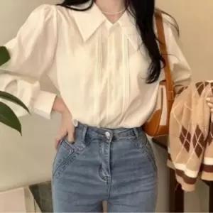 여성 출근룩 카라 클래식 블라우스 퍼프 긴팔 깔끔한 봄가을
