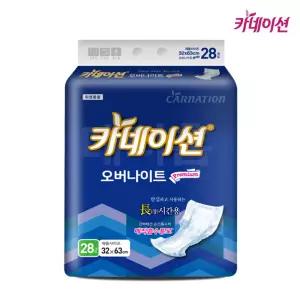 카네이션 오버나이트(28매입 x 6팩/168매) 6회 흡수 장시간용 프리미엄 성인용 속기저귀 소변패드