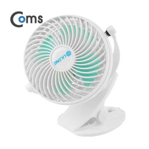 [ITA561] Coms 토네이도 USB 선풍기 집게거치형 (18650 충전) 90mm White