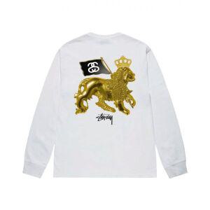[정품 보증] Stussy Gold Lion LS T-Shirt White 스투시 골드 라이언 롱슬리브 티셔츠 화이트