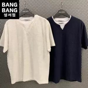 성서 HC04 남성 V넥여름 와플 반팔 티셔츠 여름 남자 라운드 배색 V넥트임 반