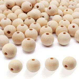 원형 나무 구슬 20mm 미완성 스페이서 DIY 미술 용품 팔찌 수제 100팩