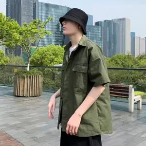 오버핏 반팔남방 남자 캐주얼셔츠 반팔티 반팔겉옷 여름 카고패션 스타일룩