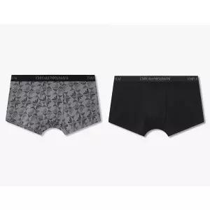 [EMPORIO ARMANI](대전신세계)남성 로고 밴딩 솔리드&패턴드 코튼 드로즈 2종 SET(0815312333,0815312334)