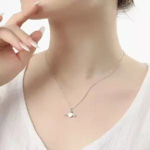 실버925 백금도금 자개 엔젤하트 목걸이 큐빅목걸이 여자목걸이 여성목걸이 (WEBC393)