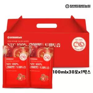 국산100 참앤들황토농원 NFC 100 착즙 갈아만든 토마토즙 100ml 30포 30개 간식 생일 방과후 선물 학원 만