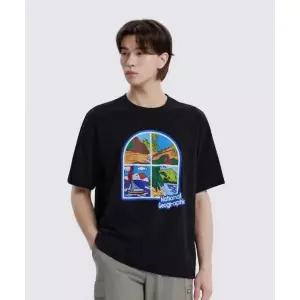내셔널지오그래픽 NATIONALGEOGRAPHIC N262UTS906 윈도우 그래픽 세미오버핏 반팔 티셔츠 BLACK N262UTS906