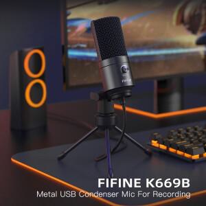 호환 게인 노브 FIFINE USB 콘덴서 마이크  홈 스튜디오  팟캐스팅  음성 해설  노트북  Windows -K669용