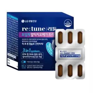 LG생활건강 리튠 초임계 알티지 오메가 트리플 더블업 1100 mg X 60캡슐 2개 혈행