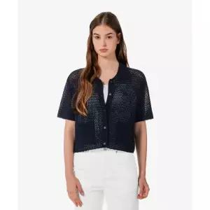 라코스테 LACOSTE 여성 크로셰 반팔 가디건 AF301E-56G 166 AF301E-56G166 383644