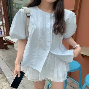 [09초이스] 러블리모드 핀턱 반팔 블라우스 87357 빅사이즈 여성의류