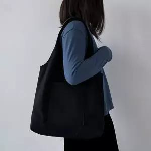 숄더백 에코백 DIY천가방 여성 (블랙) 포켓