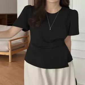 무아드 스트랩 라운드 반팔 블라우스 87598 빅사이즈 여성의류