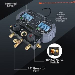 HVAC 디지털 매니폴드 게이지 0-6000 KPa 전자식 냉매 압력 테스터 (R134A R22 용)