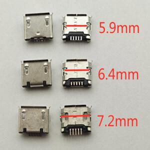 50pcs 마이크로USB 미니 커넥터 5pin 5.9mm 6.4mm 7.2mm 짧은 바늘 5P DIP2 데이터 포트 모바일 엔드 플러