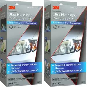 3M 울트라 헤드라이트 복원 키트 39195 2팩 2개 흐린 노란색 연무 제거 500/800/3000 그릿 샌딩 디스크