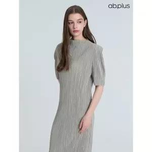 Ab.plus ab.plus 퍼프 소매 플리츠 반팔 원피스 LSA2MO38A