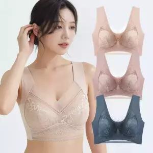 [2개세트] 풀커버 메쉬 심리스 브라 노와이어 레이스 브라탑