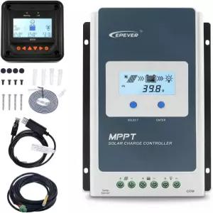 EPVER 10A 태양광 충전 컨트롤러 MPPT 12V / 24V Auto Max.PV 100V 입력 음의 지상 패널 조절기 MT50 원격