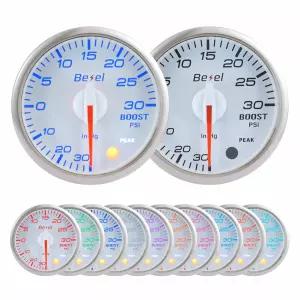 베젤 부스트 게이지 키트 - 30ig~30Psi 화이트 인다시 브러스 즈 2-/6(52mm) 클리어 렌즈 전기 센서 포함