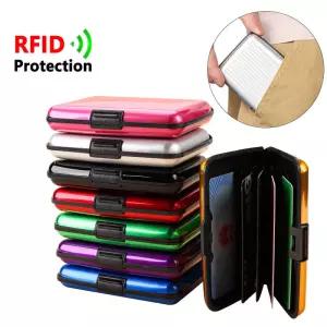 6 카드 슬롯 RFID 차단 신용 홀더 남성 여성 동전 지갑 알루미늄 금속 방수 방지 명함 케이스