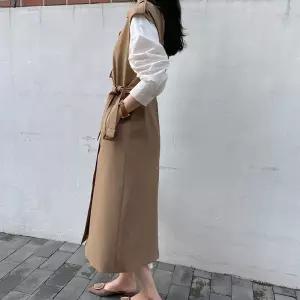 트렌치 더블 롱 겨울 롱코트 간절기 벨티드 바람막이 조끼