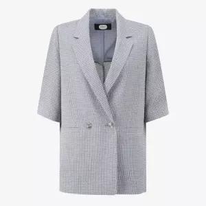 [하프클럽/]듀엘 볼륨슬리브 체크 자켓 L252MSF039 BL 여성아우터