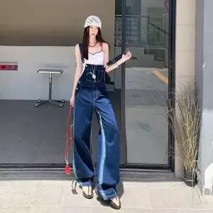 바지 청 여사친 빈티지 점프슈트 라이트 스트레이트 생슬림핏 와이드 J 워싱 멜빵 아이템 트렌디 슈슈1 HT1