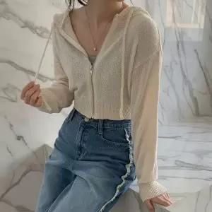 [하프클럽/]여성용 크롭 후드 집업 긴팔 티셔츠