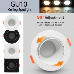 눈부심 방지 3000K 6W GU10 천장 스포트라이트 에너지 절약 통 LED 각도 조절 가능 회전 AC220V 120V 실내