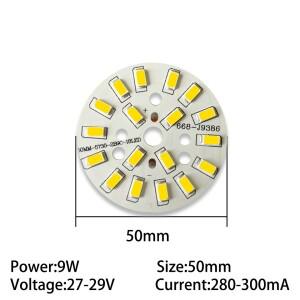 5개 9W SMD5730 LED PCB 패널 조명 램프 비즈 50mm/58mm/65mm 원형 천장 흰색/자연 흰색  흰색 300mA