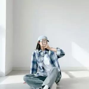 [하프클럽/]여성 격자 남방 빅사이즈 박스 캐쥬얼 가을용