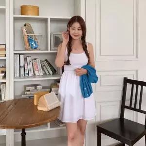 [하프클럽/]여성 슬리브리스 골지 기본 미니 드레스