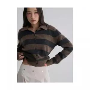 매장정품 에잇세컨즈 8SECONDS 스트라이프 칼라 카디건 브라운 35625ASMZD 724558