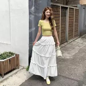 [하프클럽/]여성용 프릴 캉캉 롱스커트 데일리 데이트룩