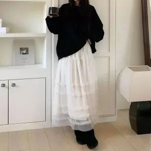 [하프클럽/]여성 쉬폰 프릴 롱 스커트 밴딩 캉캉