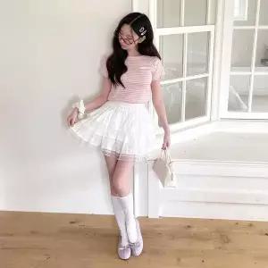 [하프클럽/]여성용 사랑스러운 레이스 캉캉 미니 스커트