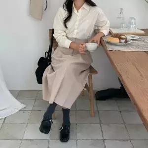[하프클럽/]여성 캐주얼 에이라인 롱 스커트