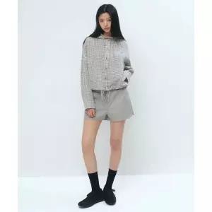 MUSINSA STANDARD WOMAN 우먼즈 체크 후디드 셔츠 재킷 [라이트 베이지] 185436